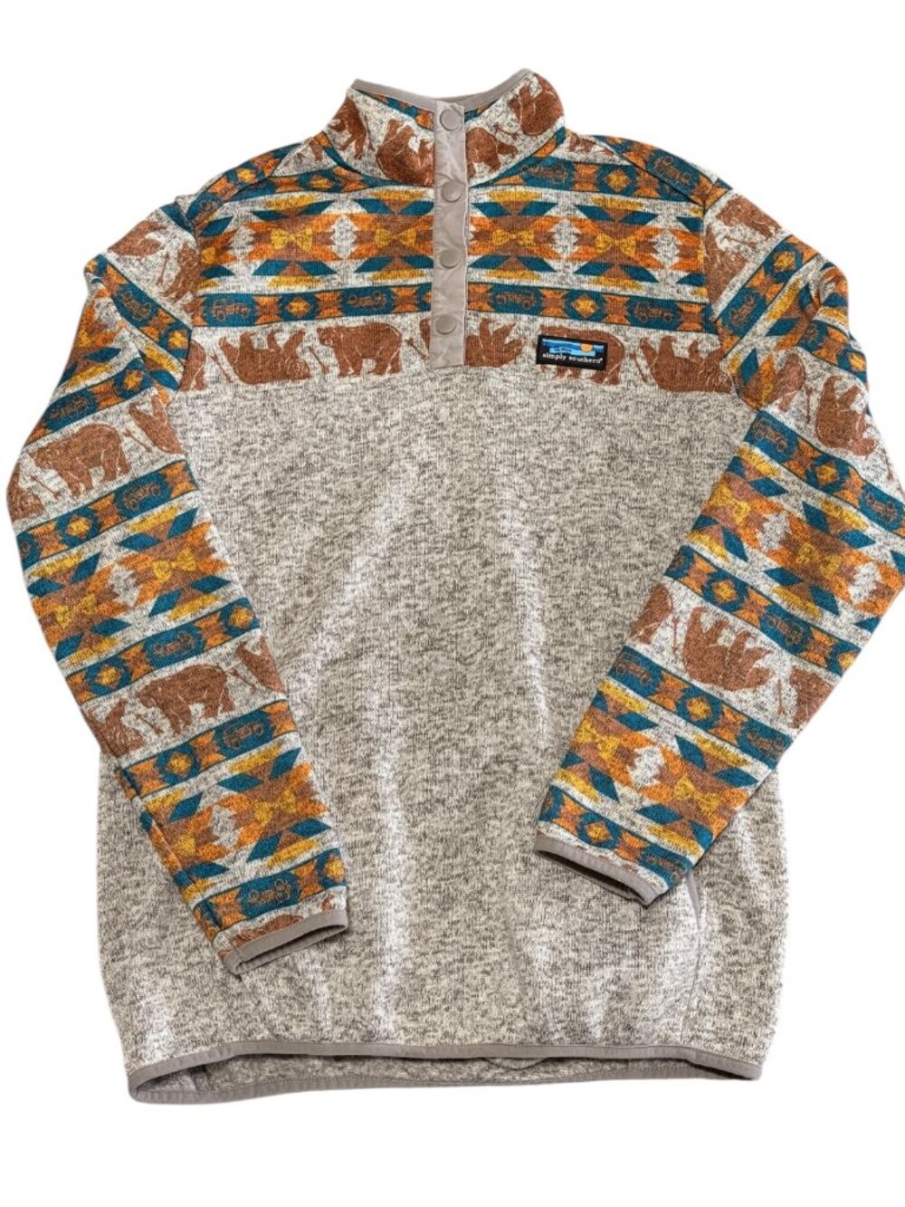 Simply Southern Quarter Snap Pullover Aztec Gorpcore Pockets Womens Large